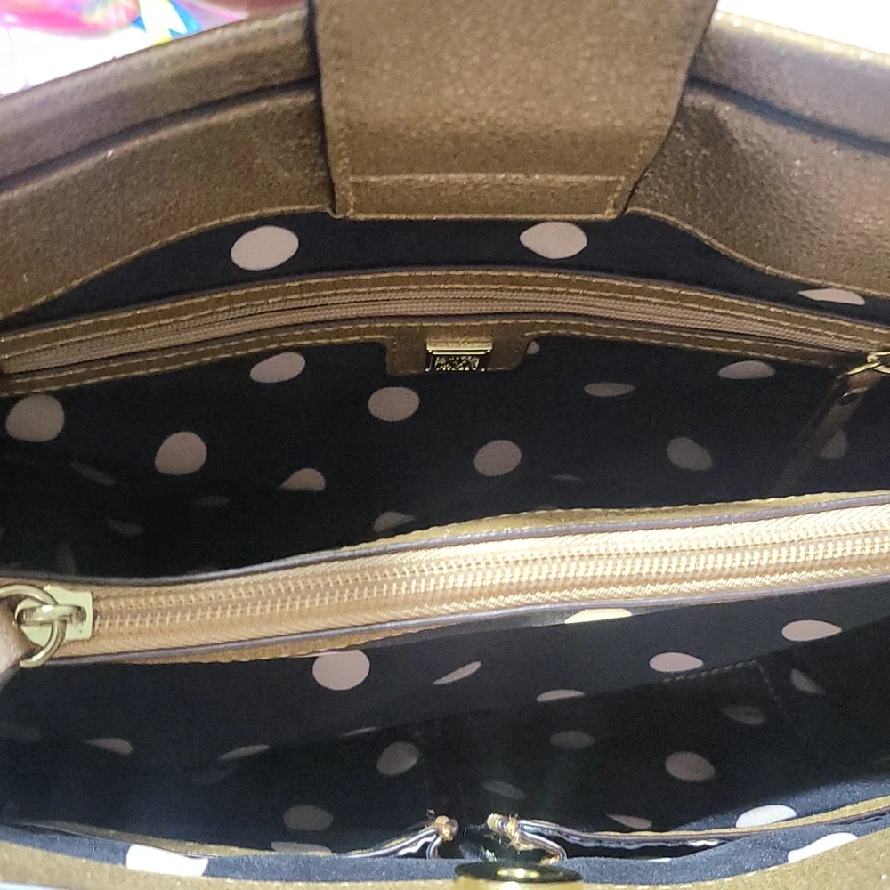 Anne Klein Blue and Gold Structured Shoulder Bag - Picture 9 of 9